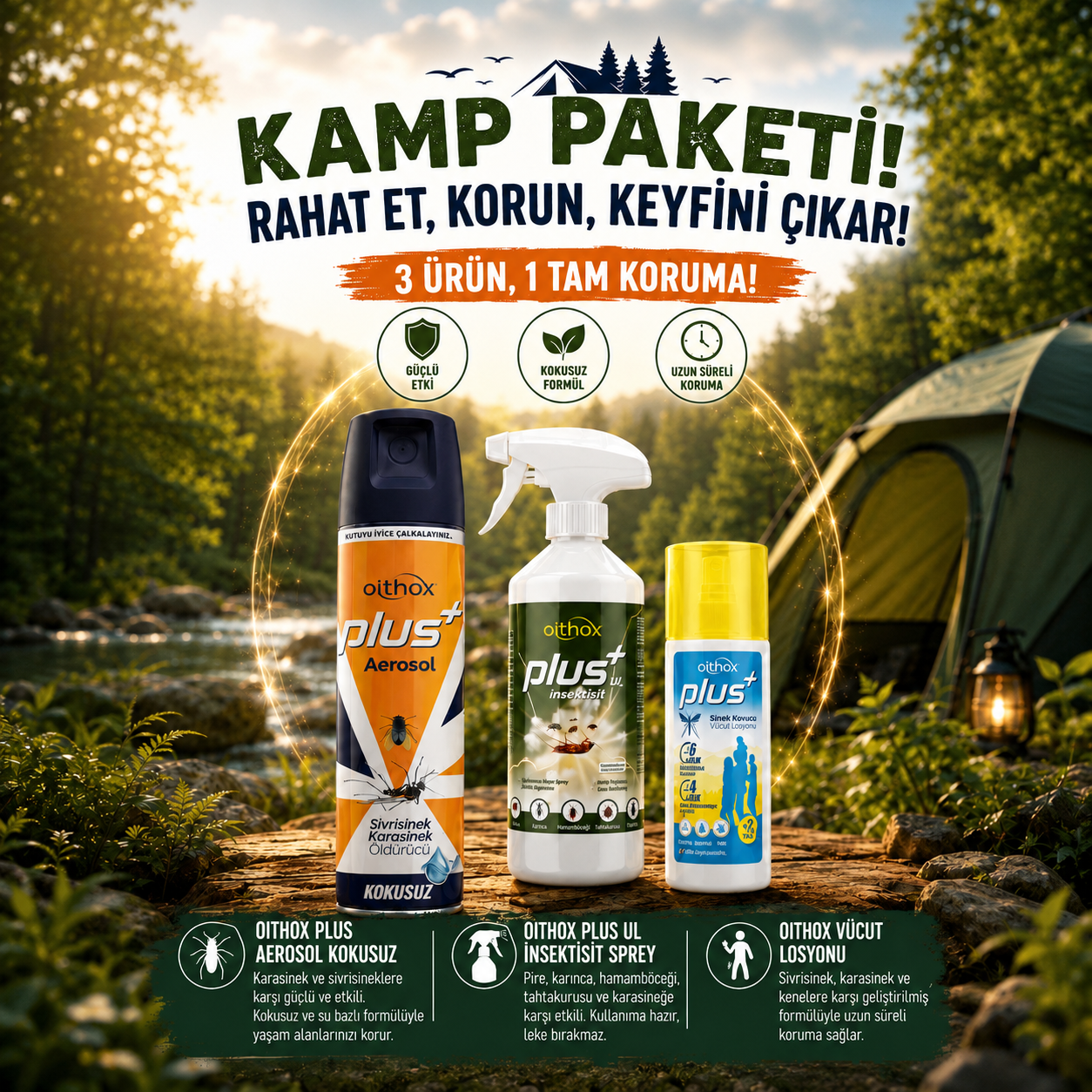 Kamp Paketi | Kamp Alanlarında Sinek, Böcek ve Haşerelere Karşı Tam Koruma Seti